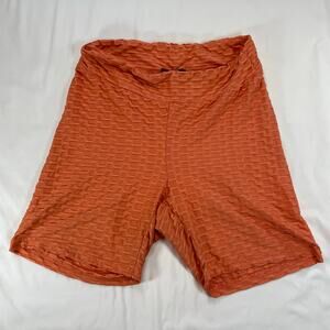 Jolie & Joy Textured Scrunched Butt Lifting Biker Shorts Orange Peach Women’s L